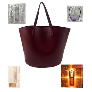 Macy’s burgundy tote & beauty samples